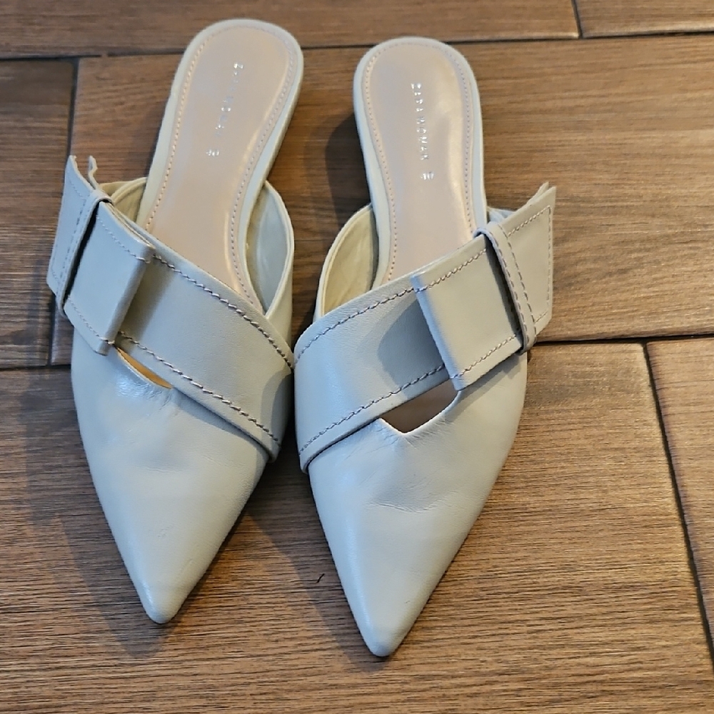 Zara Cream Mules with Geometric Design